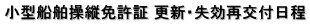 小型船舶操縦免許証 更新・失効再交付日程